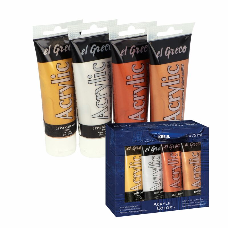 Sada metalických akrylových barev El Greco 4 x 75 ml