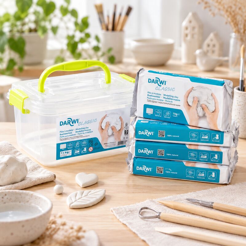 Samotvrdnoucí modelovací hmota DARWI Classic 4 × 1 kg – bílá