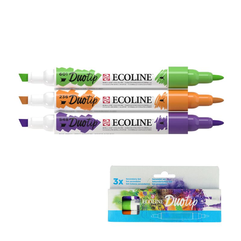 Sada akvarelových fixů Ecoline Duotip Secondary set 3ks
