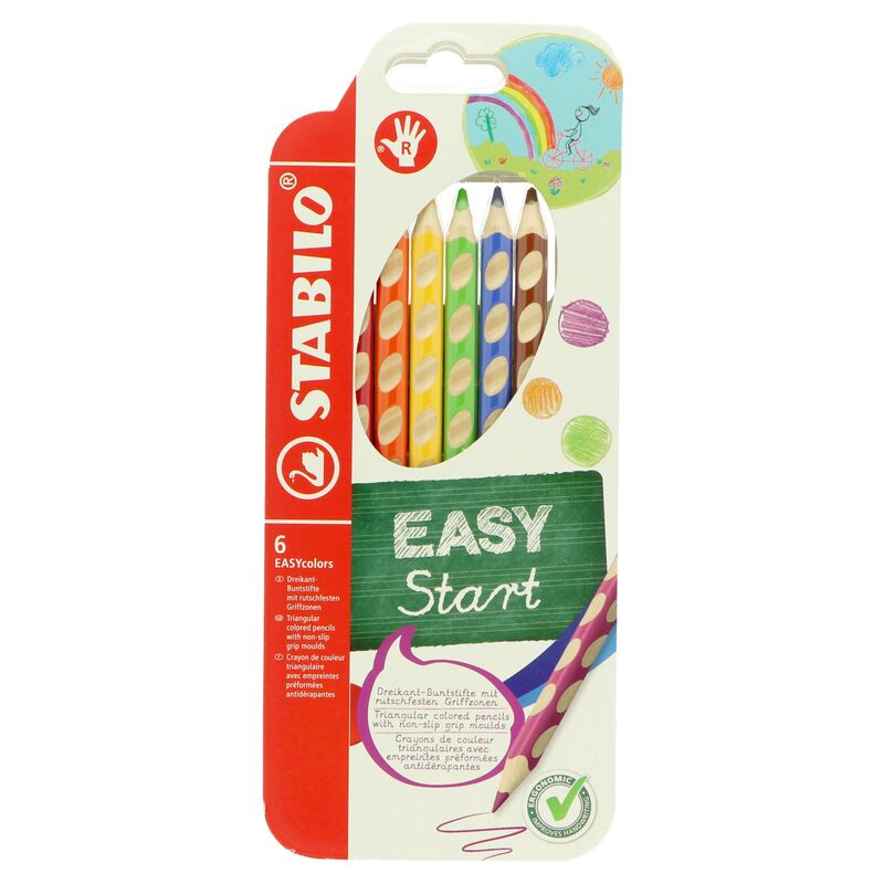 Trojhranné pastelky pro praváky Stabilo Easy Colors 6ks