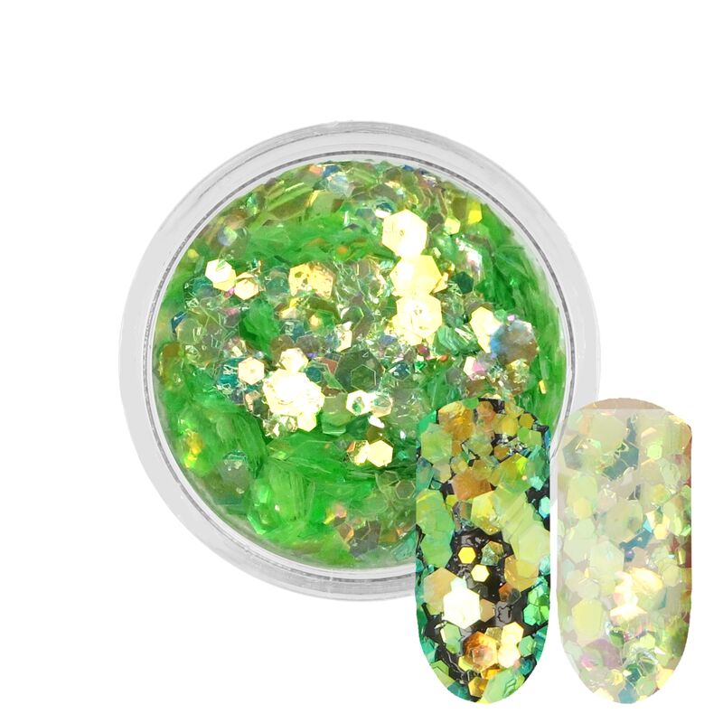 Zelené hexagon glitry Rossart 3ml