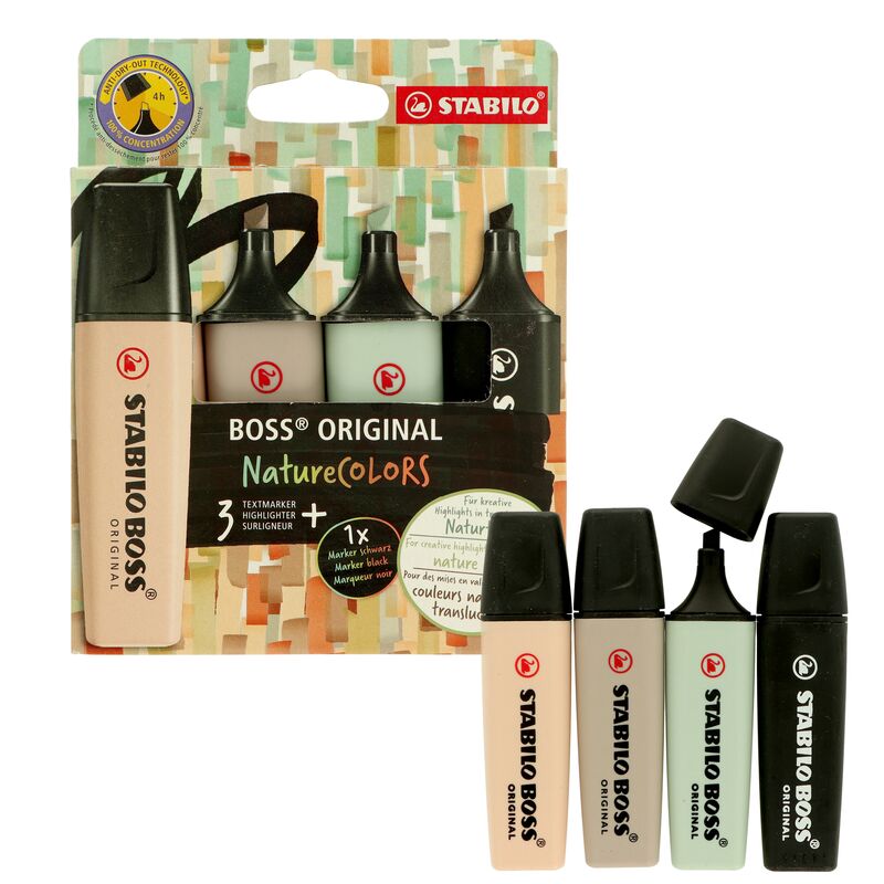 Zvýrazňovače Stabilo Boss Original Nature colors 3+1ks