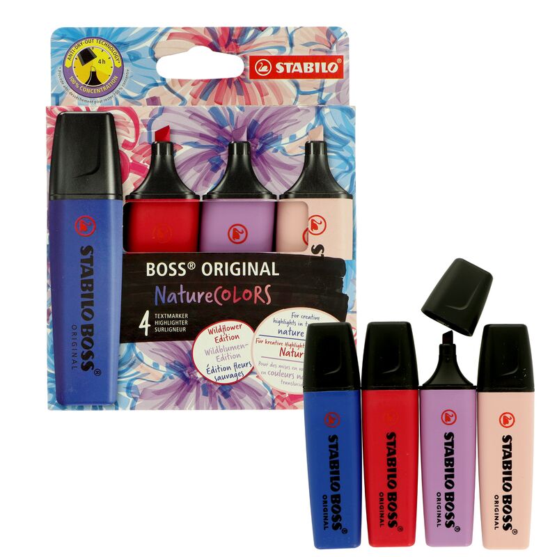 Zvýrazňovače Stabilo Boss Original Nature Colors Wildflower 4ks